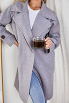 Fireplace Coat in Grey womens grey knit trench coat styled outfit