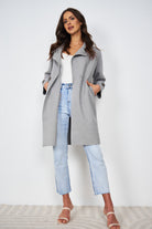 Fireplace Coat in Grey grey knit coat full length view