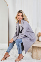 Fireplace Coat in Grey grey knit trench coat back view