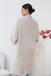 Genta Cardigan - Beige Print