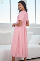 Iolana Dress in Pink pink textured cotton smock dress back view