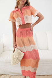 Milanna Crochet Skirt - Tangerine Print