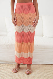 Milanna Crochet Skirt - Tangerine Print