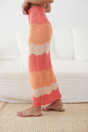 Milanna Crochet Skirt - Tangerine Print