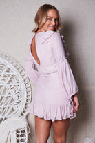 Women's blush pink midi dress with overlay skirt by Esther & Co