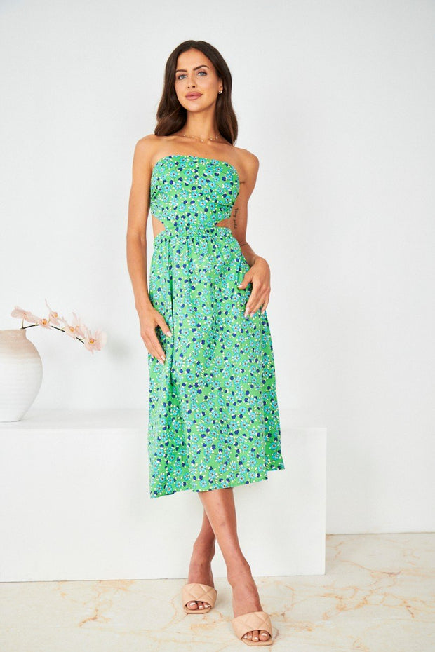 Recia Dress - Green Print-Dresses-Womens Clothing-ESTHER & CO.