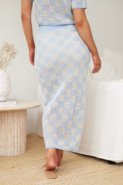 Xiara Crochet Skirt - Blue Check