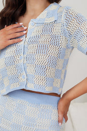 Xiara Crochet Top - Blue Check