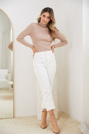 Zeruah Knit Top - Beige-Tops-Womens Clothing-ESTHER & CO.