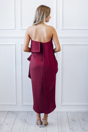 Fleur Strapless Dress - Burgundy-Dresses-Esther Luxe-ESTHER & CO.