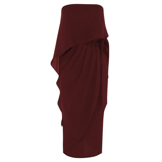 Fleur Strapless Dress - Burgundy-Dresses-Esther Luxe-ESTHER & CO.