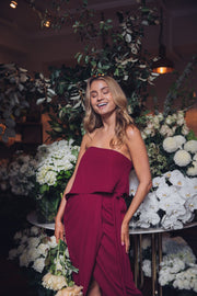 Fleur Strapless Dress - Burgundy-Dresses-Esther Luxe-ESTHER & CO.