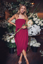 Fleur Strapless Dress - Burgundy-Dresses-Esther Luxe-ESTHER & CO.