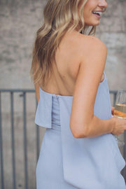 Fleur Strapless Dress - Silver-Dresses-Esther Luxe-ESTHER & CO.