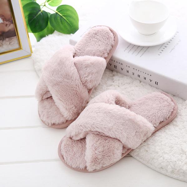 Fluffy Slippers - Dusty Blush-Flats-Womens Accessory-ESTHER & CO.