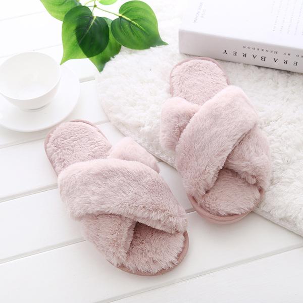 Fluffy Slippers - Dusty Blush-Flats-Womens Accessory-ESTHER & CO.