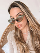 Finlay green sunglasses, detail view