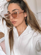 Frankie blush sunglasses, angle view