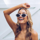 Calais clear frame sunglasses, angle view