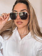 Jamie gold-tone sunglasses, angle view