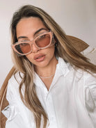 Frankie blush sunglasses, side view