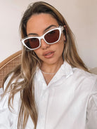 Frankie beige sunglasses, side view