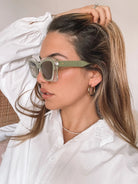 Frankie olive sunglasses, angle view