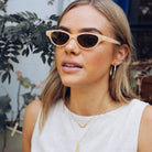 India peach sunglasses, side view