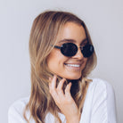 Delray black sunglasses, folded view