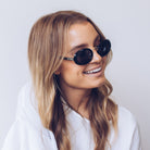Delray black sunglasses, angle view