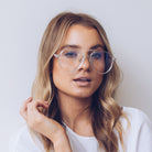 Fenton clear frame sunglasses, folded view