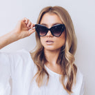 Hepburn black sunglasses, folded view