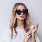 Berlin black sunglasses, folded view